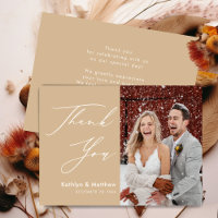 Dusty Beige Elegant Script Modern Photo Wedding