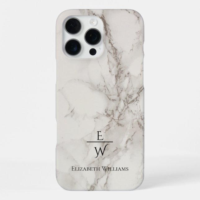 Dusty black and white marble glitter personalized  iPhone case (Back)