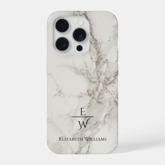 Dusty black and white marble glitter personalized  iPhone 15 pro case