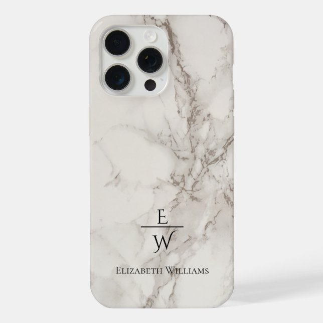 Dusty black and white marble glitter personalized  iPhone case (Back)