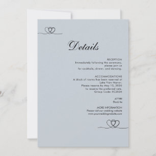 Dusty Blu Elegant Calligraphy Wedding Details Card