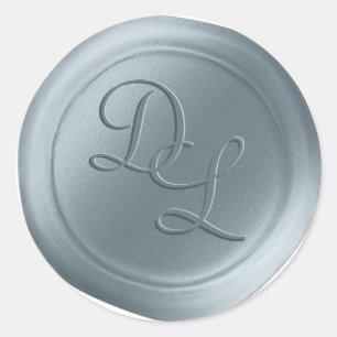 Dusty Blue 2 Letter Monogram Wax Seal Stickers