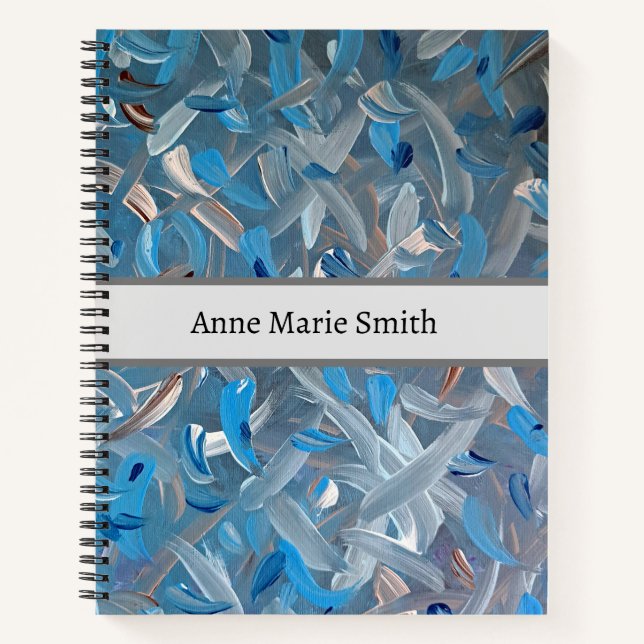 Dusty Blue Abstract Personalised Notebook (Front)