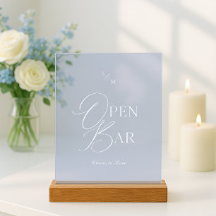 Dusty Blue Acrylic Open Bar Wedding Sign