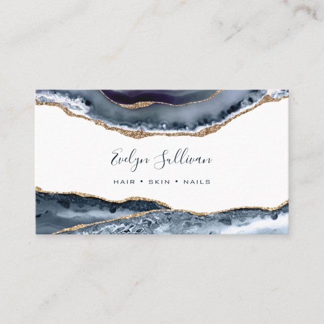 Dusty Blue Agate Business Card (Front)