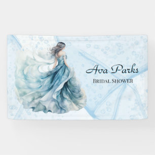 Dusty Blue Alcohol Ink Bride Bridal Shower Banner