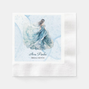 Dusty Blue Alcohol Ink Bride Bridal Shower Napkin