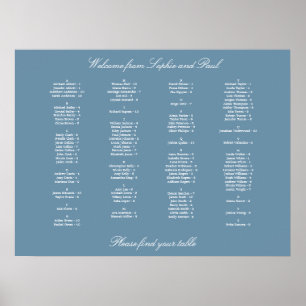 Dusty Blue Alphabetical Seating Chart Poster