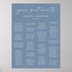 Dusty Blue Alphabetical Wedding Seating Chart