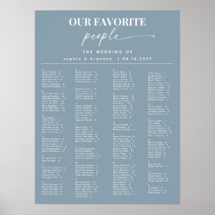 Dusty Blue Alphabetical Wedding Seating Chart