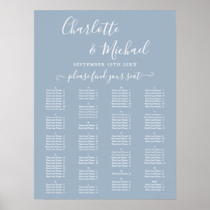 Dusty Blue Alphabetical Wedding Seating Chart