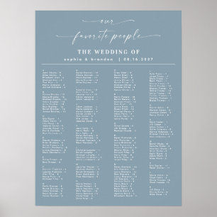 Dusty Blue Alphabetical Wedding Seating Chart
