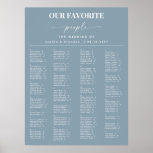 Dusty Blue Alphabetical Wedding Seating Chart