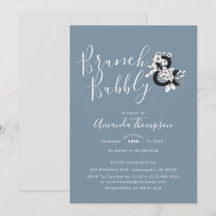 Dusty Blue Ampersand Elegant Floral Bridal Shower Invitation