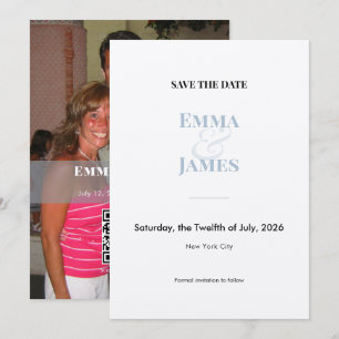 Dusty Blue Ampersand Photo Save the Date Wedding Invitation