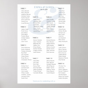 Dusty Blue Ampersand Wedding 14 Seating Chart