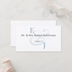 Dusty Blue Ampersand Wedding   Flat Table Seating  Place Card
