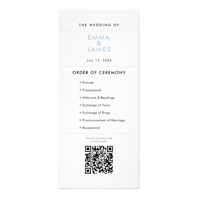 Dusty Blue Ampersand Wedding | Program | QR Code Rack Card (Front)