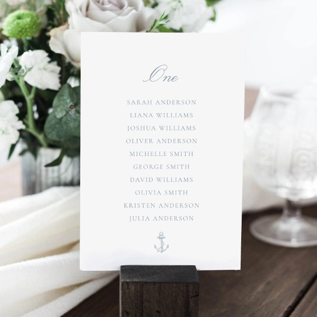 Dusty Blue Anchor Wedding Seating Chart Card (Creator Uploaded)