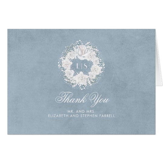 Dusty Blue and Baby's Breath Wedding Thank You Card