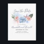 Dusty Blue and Blush Beach Save the Date Announcement Postcard<br><div class="desc">Beach wedding save the date postcards</div>