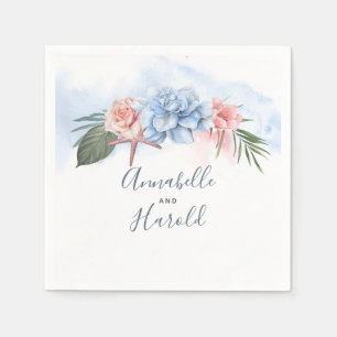 Dusty Blue and Blush Beach Wedding Napkin