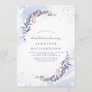 Dusty Blue and Blush Floral Bridal Shower Invitation