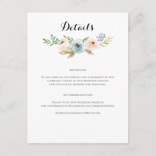 Dusty Blue and Blush Pink Floral Wedding Enclosure Card