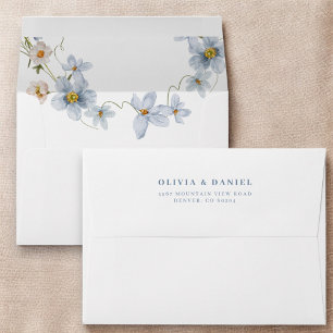 Dusty Blue and Blush Pink Wildflower Wedding Envelope