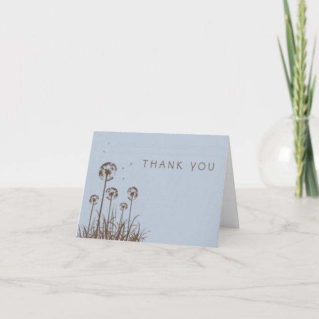 Dusty Blue and Brown Dandelion Thank You (Front)