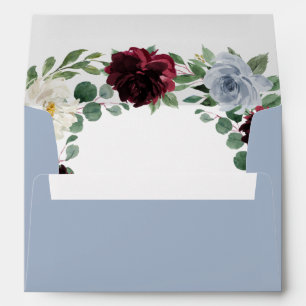 Dusty Blue and Burgundy Cranberry Fall Wedding Envelope