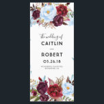 Dusty Blue and Burgundy Floral Wedding Programs Programme<br><div class="desc">Dusty blue and burgundy red watercolor flowers wedding programs</div>