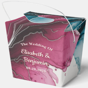 Dusty Blue and Burgundy Swirl Wedding Favour Box