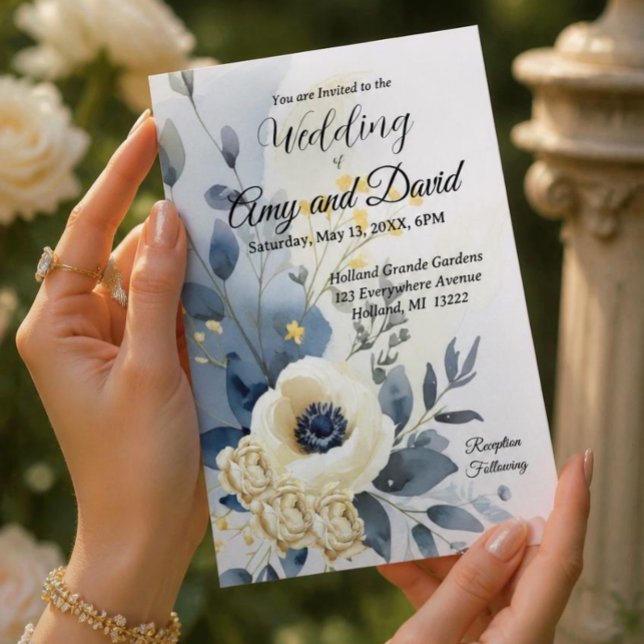 Dusty Blue and cream  Wedding Invitation  (Creator Uploaded)