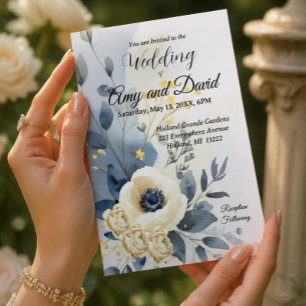 Dusty Blue and cream Wedding Invitation Acrylic