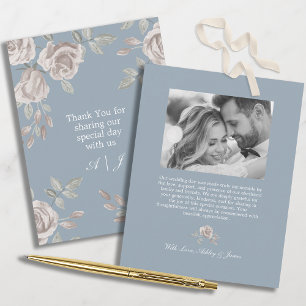 Dusty Blue and Dusty Rose Floral Wedding Thank You