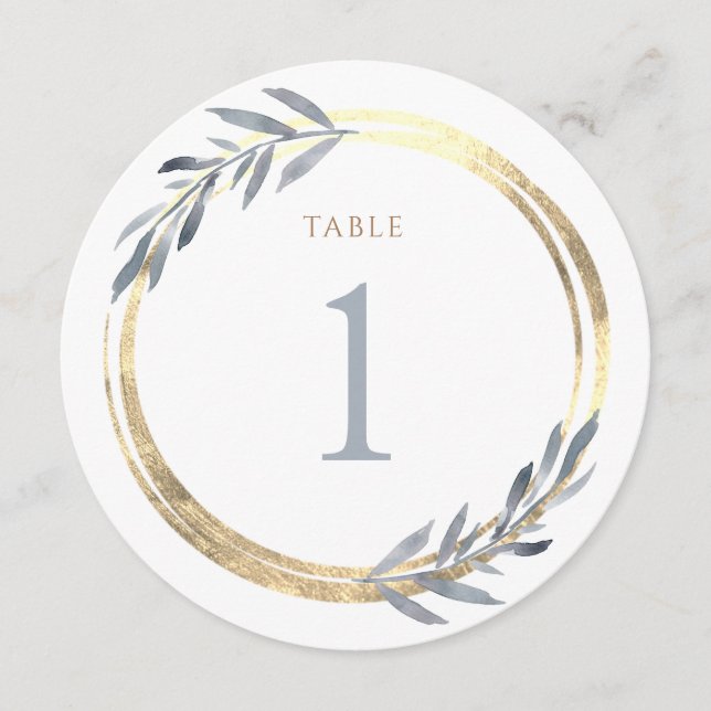 dusty blue and faux gold table number 1 (Front)