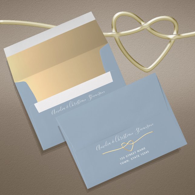 Dusty Blue and Gold Wedding Envelope (Creator Uploaded)