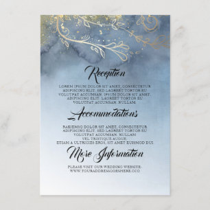 Dusty Blue and Gold Wedding Information Enclosure Card