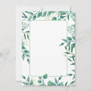 Dusty blue and green leaf blank invitation