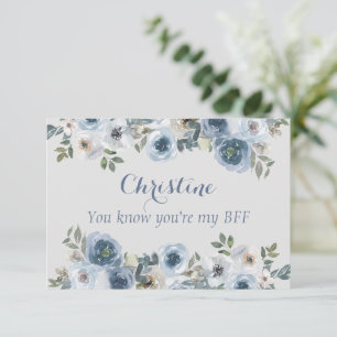 Dusty Blue And Grey Floral Be my Maid of Honour Invitation