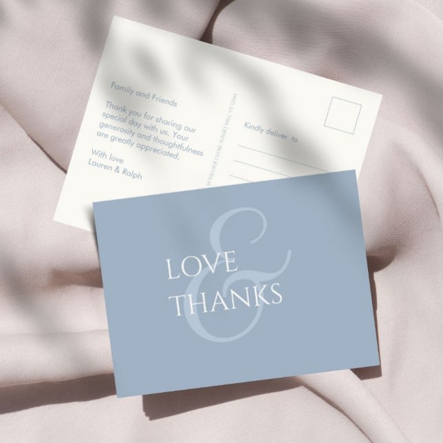 Dusty Blue and Ivory Non-Photo Thank You Postcard (Creator Uploaded)