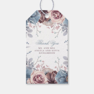 Dusty Blue and Mauve Floral Wedding Gift Tags