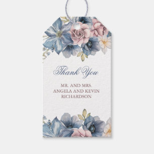 Dusty Blue and Mauve Floral Wedding Gift Tags