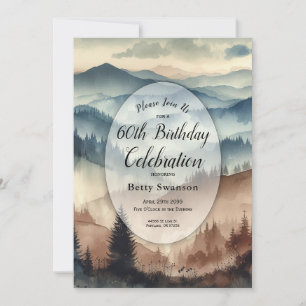 Dusty Blue and Mocha Brown Mountains Custom Year Invitation