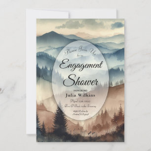 Dusty Blue and Mocha Brown Mountains Shower Invitation
