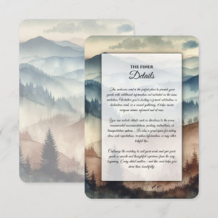 Dusty Blue and Mocha Brown Mountains Wedding Enclosure Card