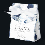 Dusty Blue and Navy Blue Floral Wedding Favour Box<br><div class="desc">Dusty blue and navy blue flowers elegant thank you favour boxes</div>