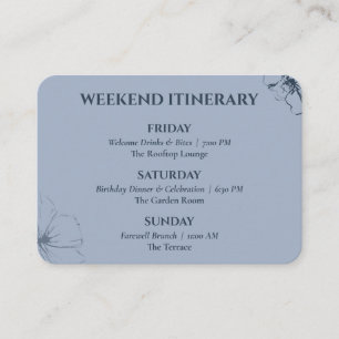 Dusty Blue and Navy Floral 30th Birthday Itinerary Enclosure Card