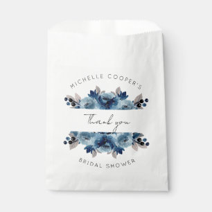 Dusty Blue and Navy Floral Thank You Favour Bags
